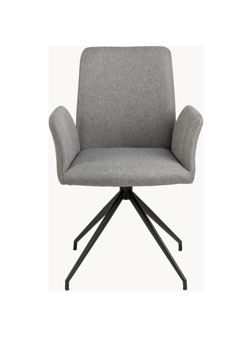 Otočná židle s područkami Naya, Světle šedá, matná černá, Š 59 cm, H 59 cm