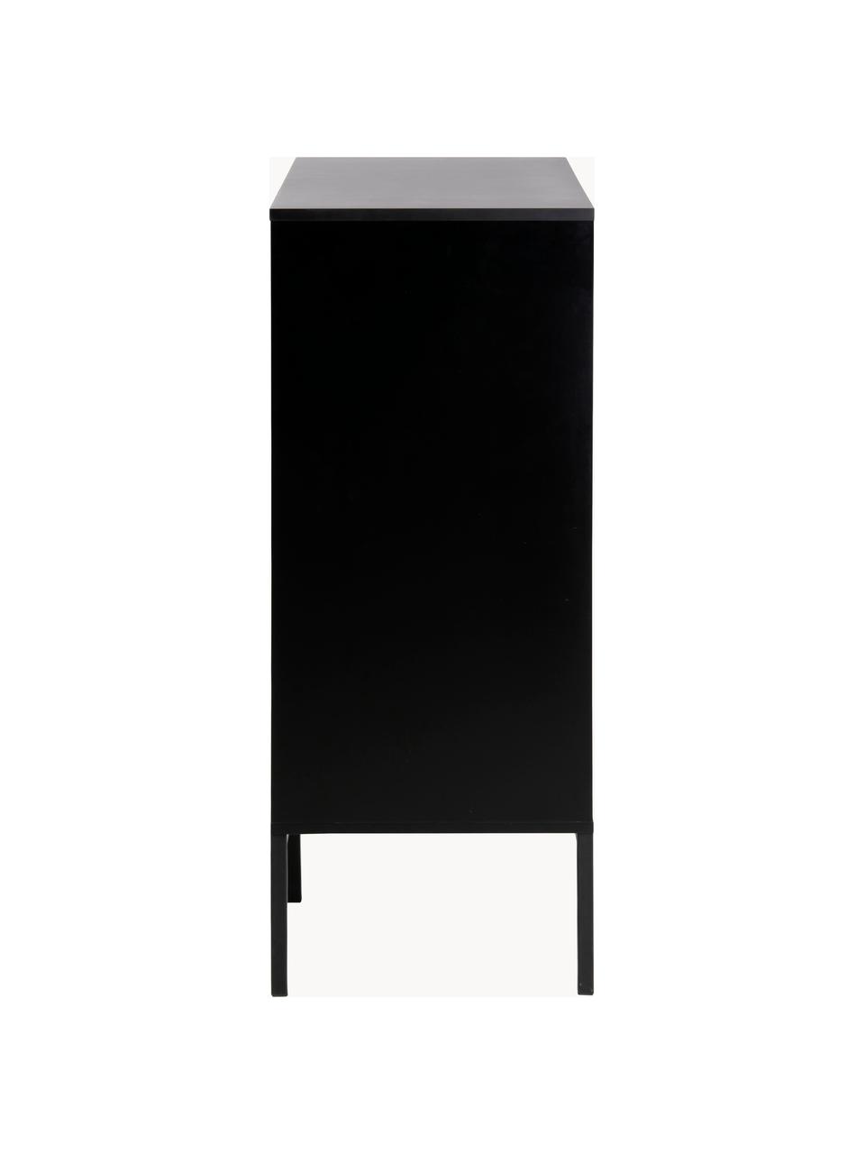 Highboard Seaford, Korpus: Mitteldichte Holzfaserpla, Füße: Metall, pulverbeschichtet, Beige in Holzoptik, Schwarz, B 80 x H 103 cm