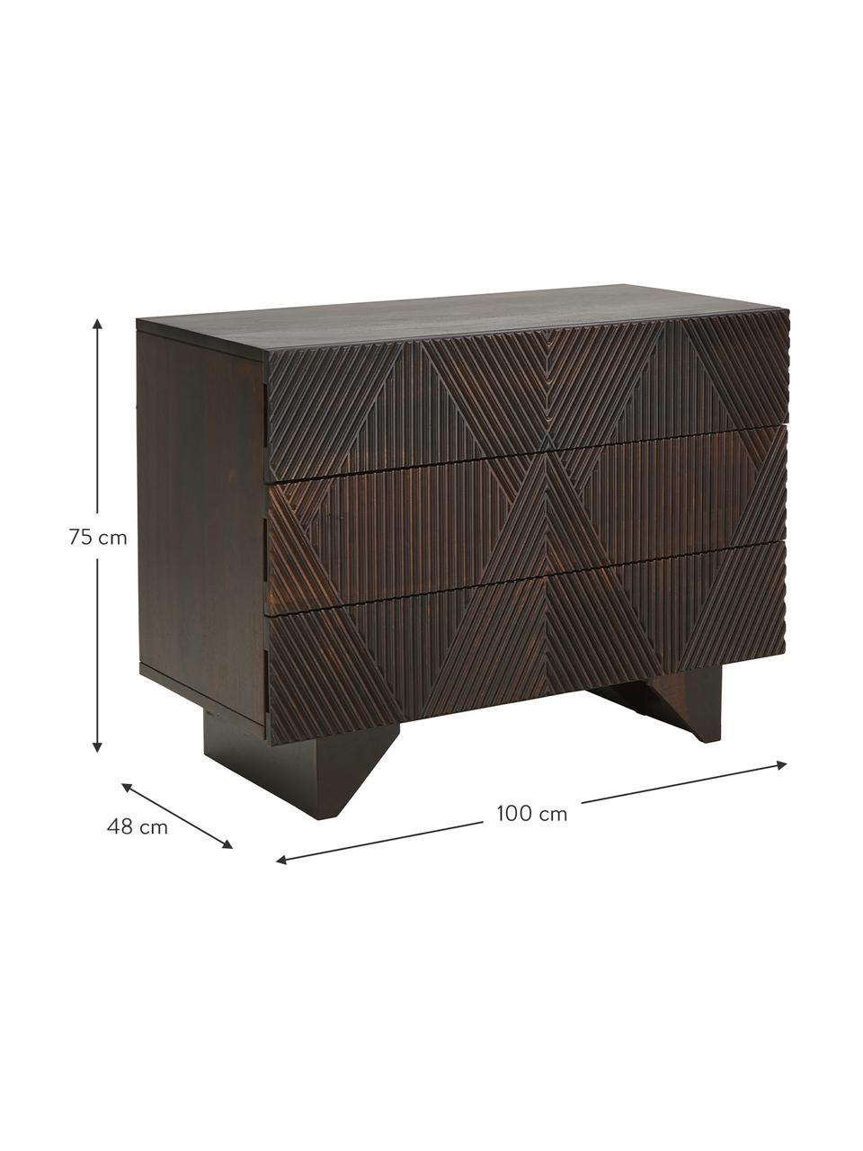 Cassettiera in legno di mango massiccio Louis, Legno di mango, Larg. 100 x Alt. 75 cm