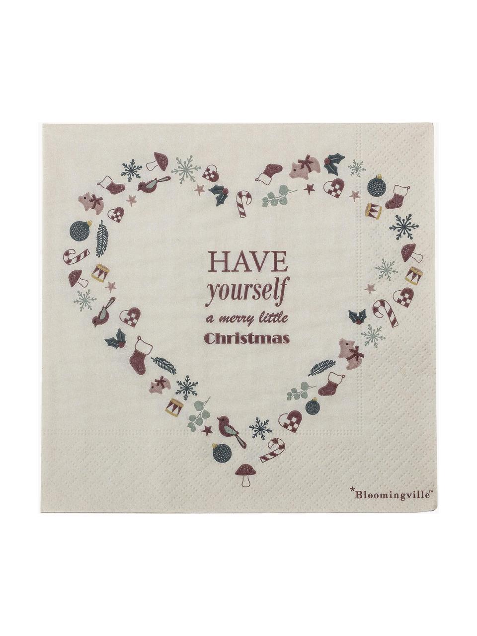 Tovaglioli di carta con motivo invernale Paia, 20 pz, Carta, Beige, rosso, Larg. 33 x Lung. 33 cm