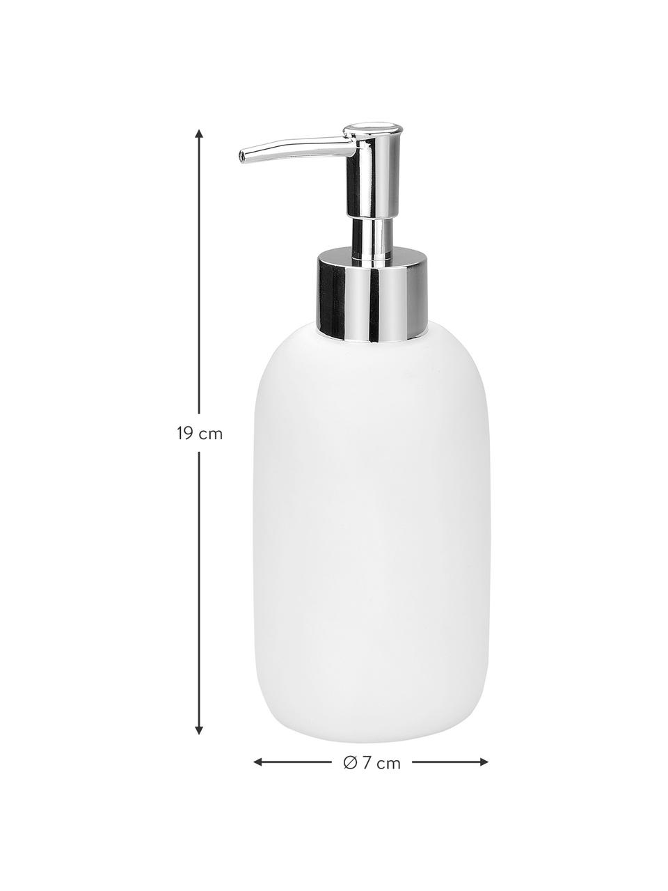 Dispenser sapone Angel, Contenitore: ceramica, Testa della pompa: plastica, Bianco, Ø 7 x Alt. 19 cm