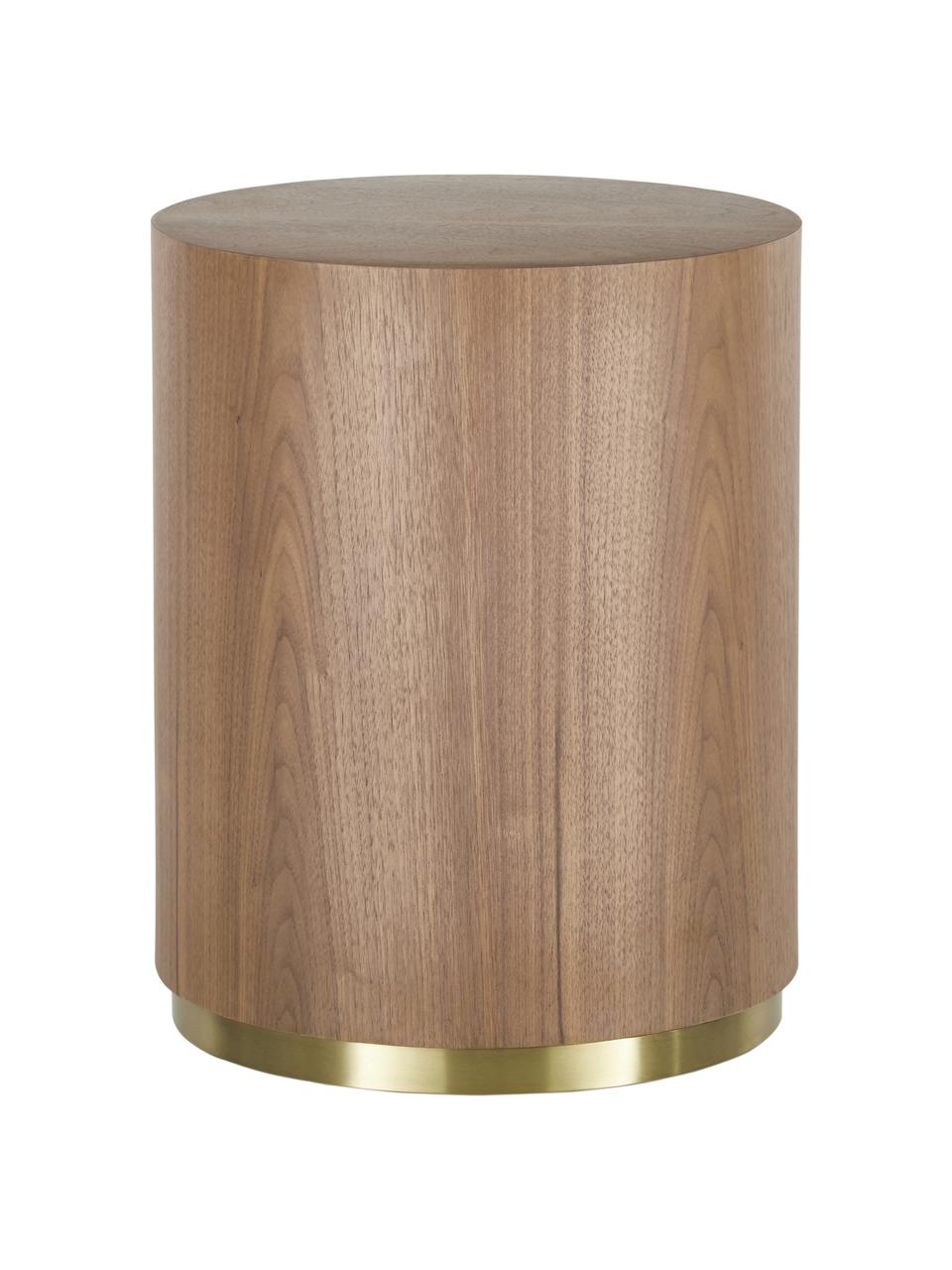 Kulatý odkládací stolek Clarice, Dýha z ořechového dřeva, Ø 40 cm, V 50 cm