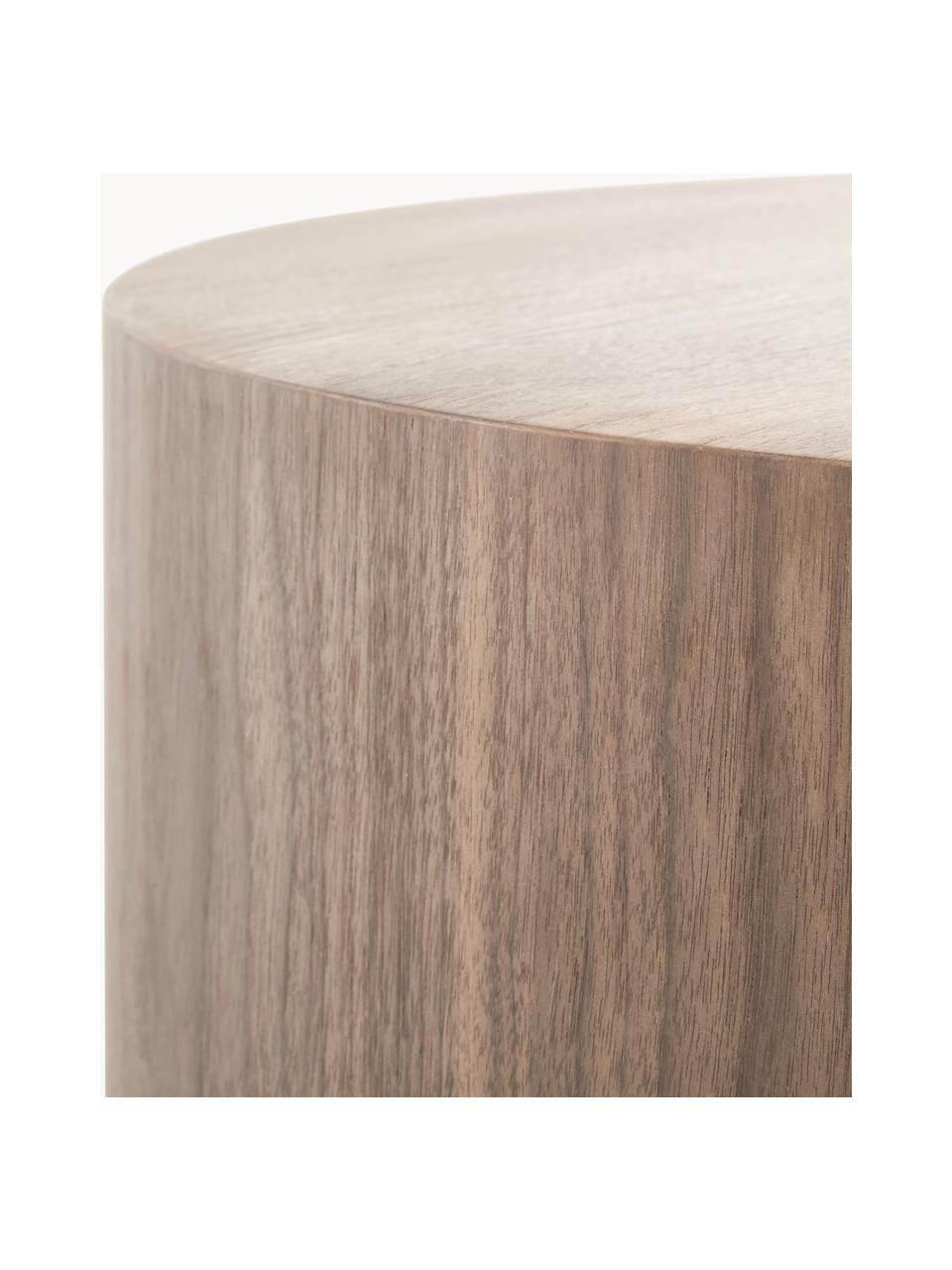 Ronde bijzettafel Clarice, Frame: MDF met walnoothoutfineer, Voet: gecoat metaal, Hout, goudkleurig, Ø 40 x H 50 cm