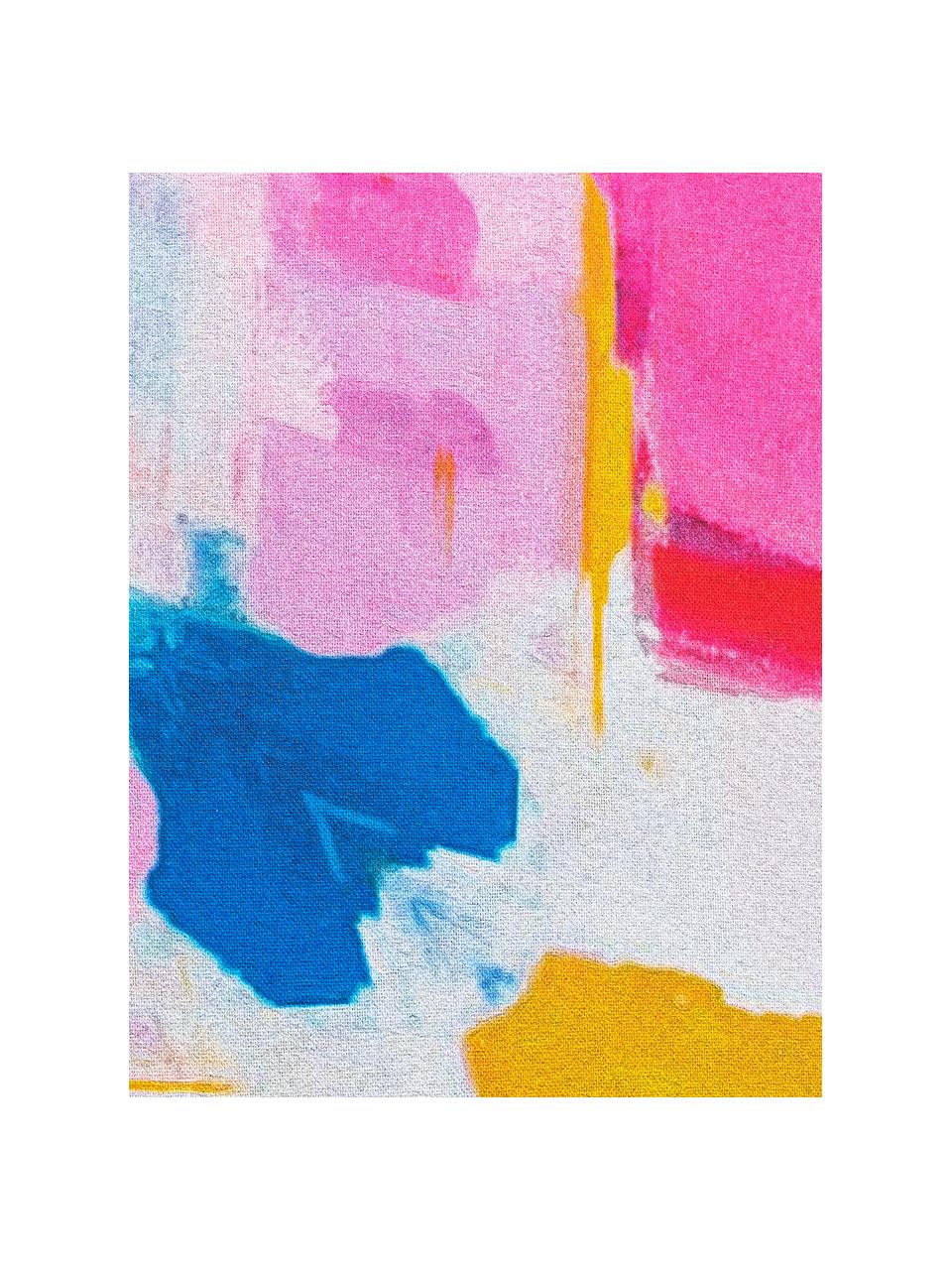 Bunte Kissenhülle Arte mit abstraktem Aquarell Print, Webart: Halbpanama, Pink, Mehrfarbig, 50 x 50 cm