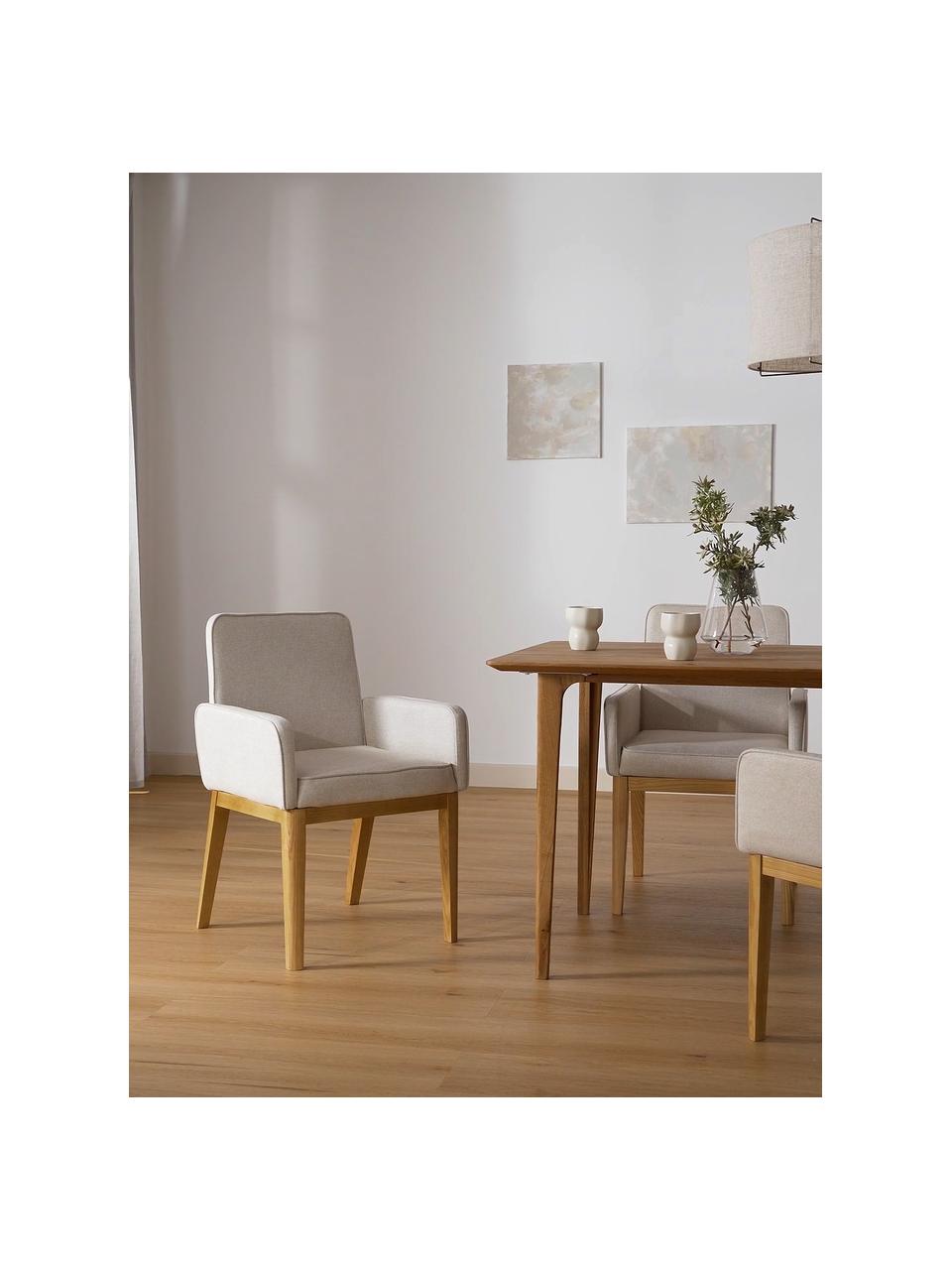 Čalúnená stolička s opierkami Koga, Krémovobiela, Š 54 x V 86 cm