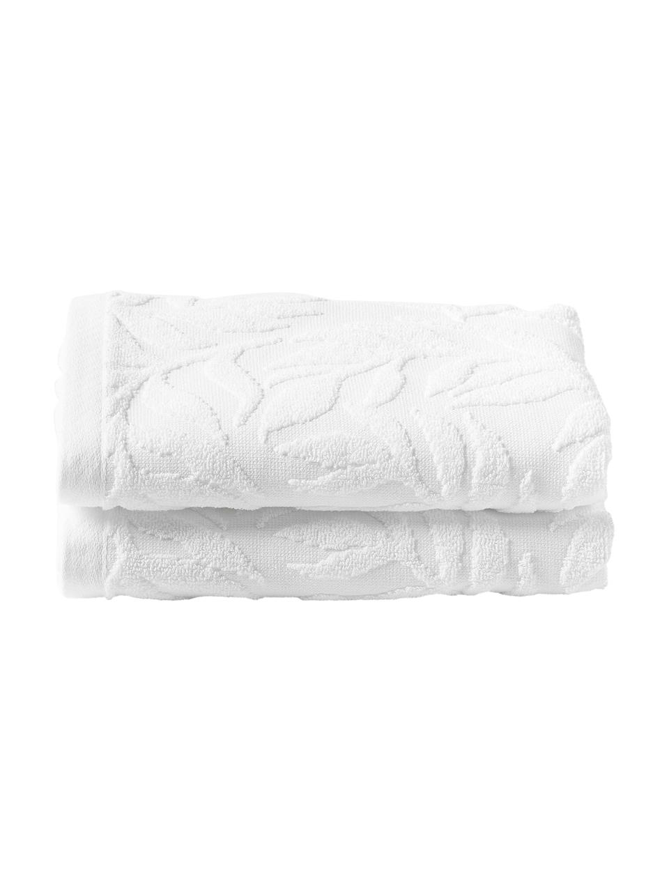 Bavlněné ručníky Leaf, různé velikosti, 100 % bavlna
Střední gramáž 450 g/m²

Materiál použitý v tomto produktu byl testován na škodlivé látky a certifikován podle STANDARD 100 od OEKO-TEX®, 3883CIT, CITEVE, Bílá, Ručník, Š 50 cm, D 100 cm, 2 ks