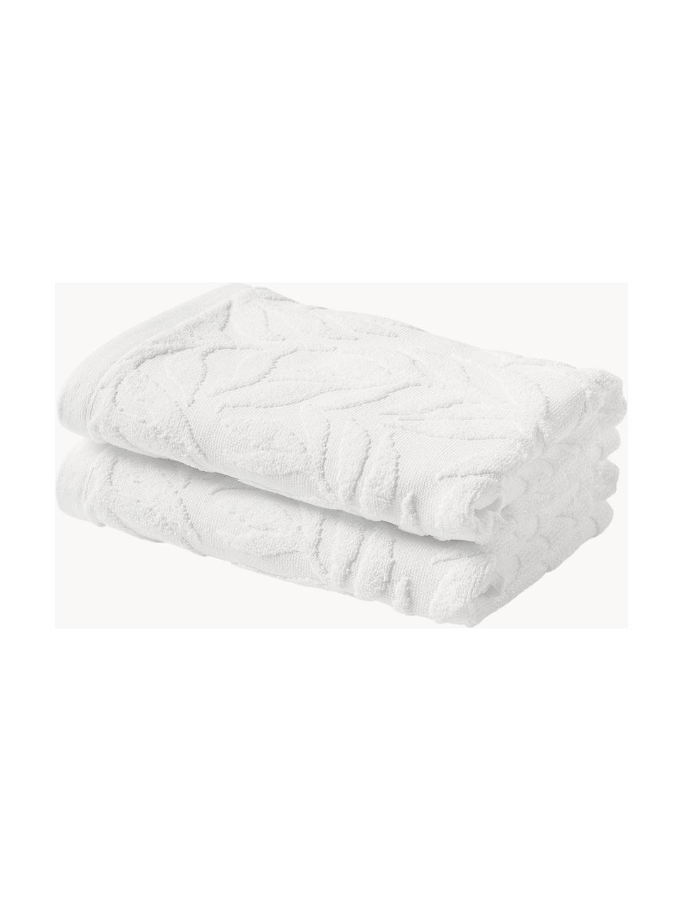 Ręcznik z bawełny Leaf, różne rozmiary, Biały, Ręcznik, S 50 x D 100 cm, 2 szt.