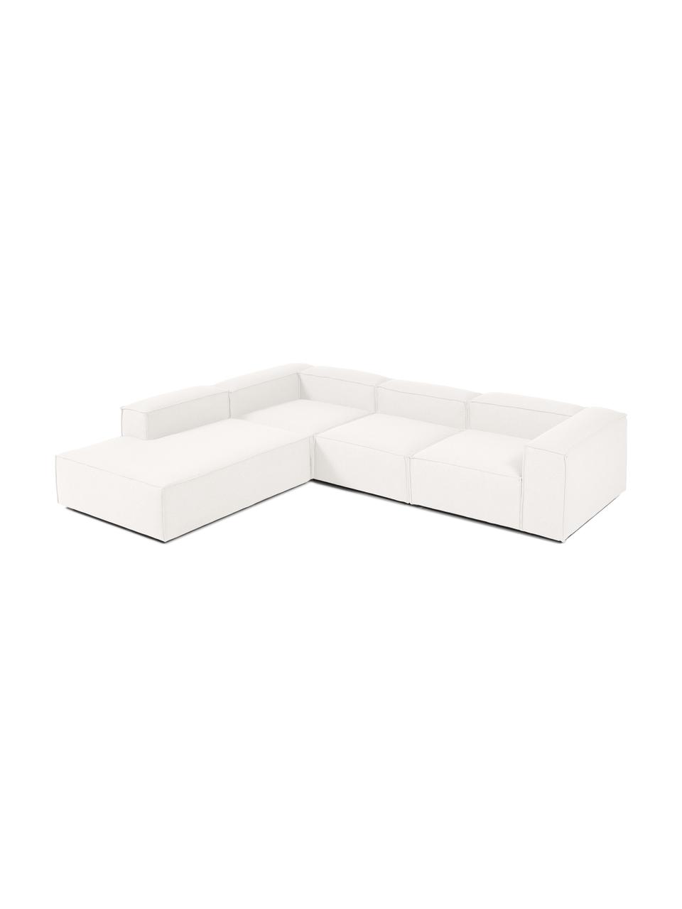Canapé d'angle XL modulable Lennon, Tissu beige, larg. 329 x prof. 68 cm, méridienne à gauche