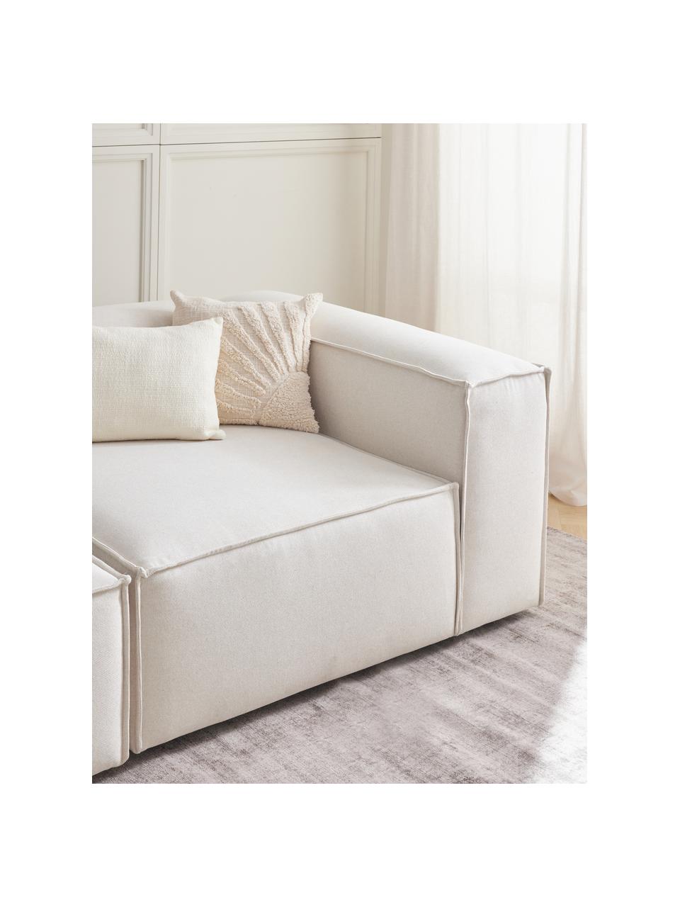 Narożna sofa modułowa XL Lennon, Tapicerka: 100% poliester Dzięki tka, Stelaż: lite drewno, sklejka, Nogi: tworzywo sztuczne, Beżowa tkanina, S 329 x W 68 cm, lewostronna