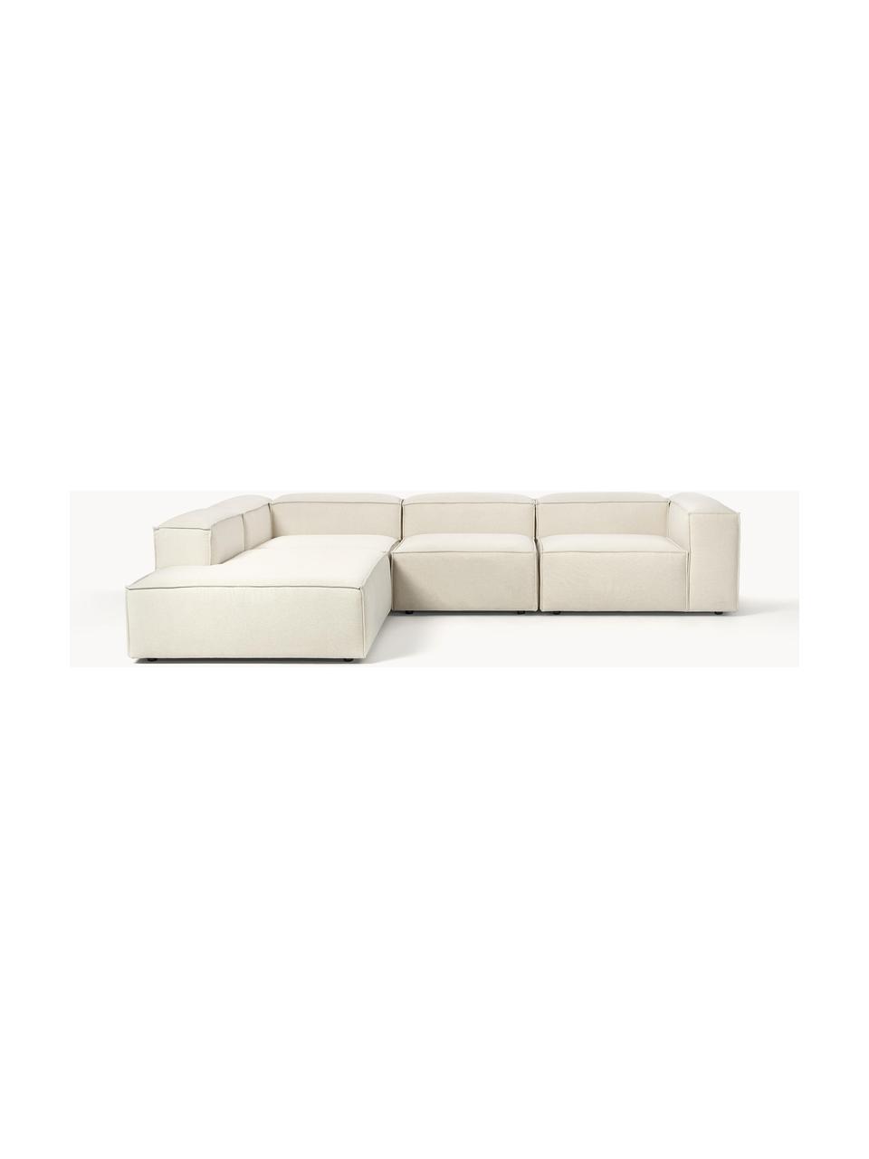 Sofá rinconera modular grande Lennon, Tapizado: 100% poliéster Alta resis, Estructura: madera contrachapada de p, Patas: plástico Este producto es, Tejido blanco Off White, An 329 x F 269 cm, chaise longue izquierda