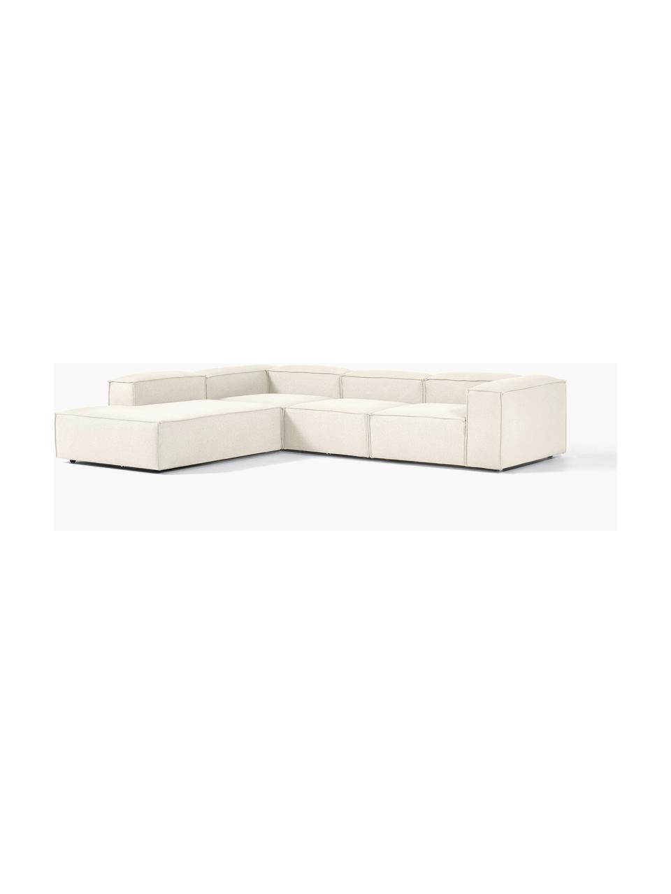 Sofá rinconera modular grande Lennon, Tapizado: 100% poliéster Alta resis, Estructura: madera contrachapada de p, Patas: plástico Este producto es, Tejido blanco Off White, An 329 x F 269 cm, chaise longue izquierda