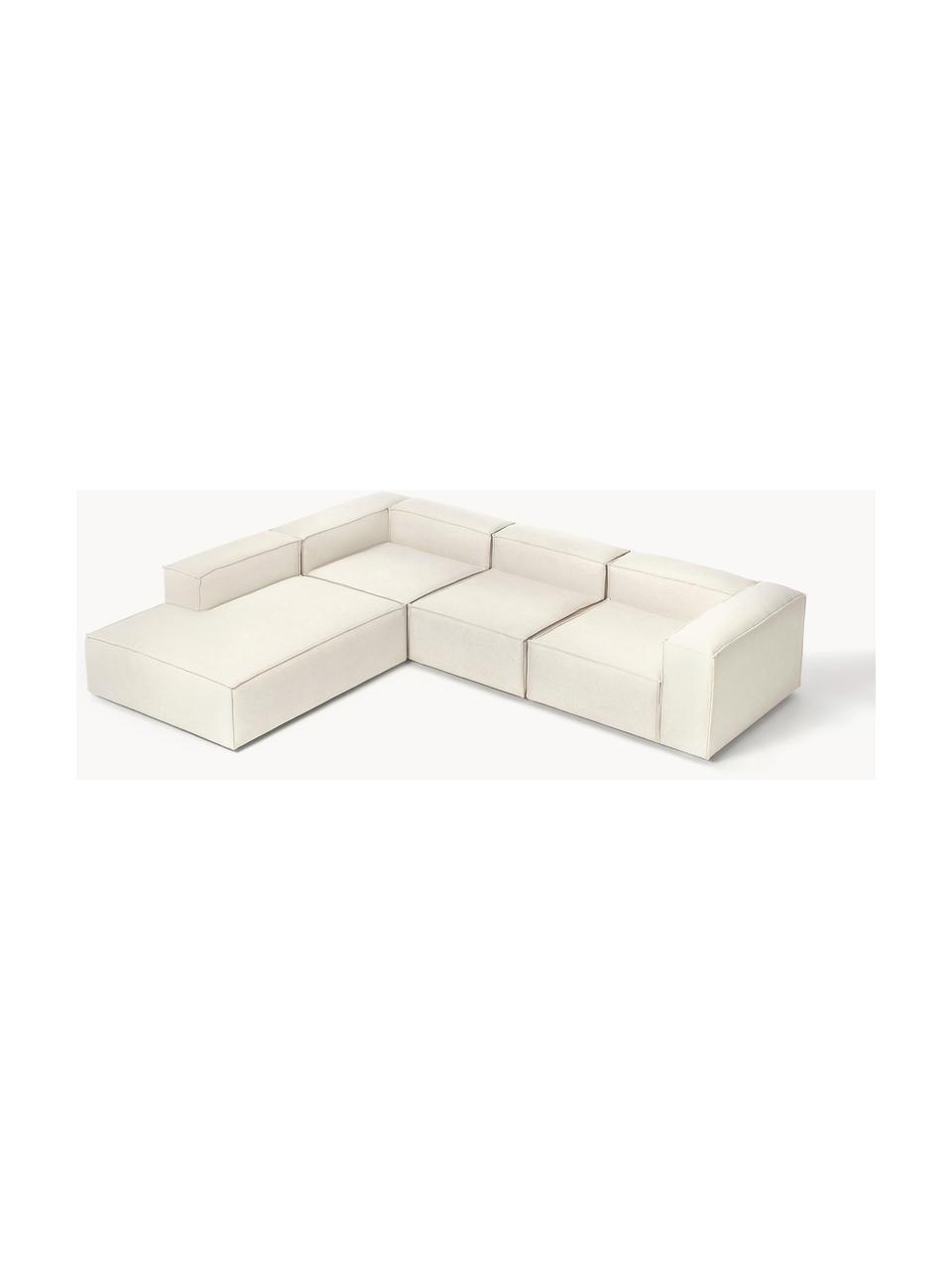 Sofá rinconera modular grande Lennon, Tapizado: 100% poliéster Alta resis, Estructura: madera contrachapada de p, Patas: plástico Este producto es, Tejido blanco Off White, An 329 x F 269 cm, chaise longue izquierda