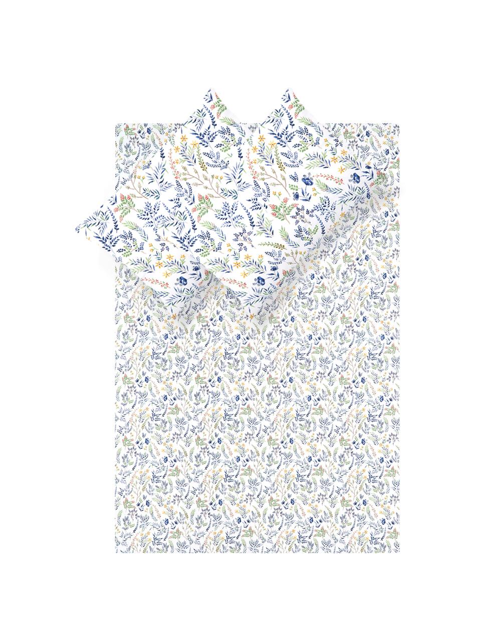 Lenzuola Springfield, Cotone, Bianco, blu, multicolore, 200 x 255 cm