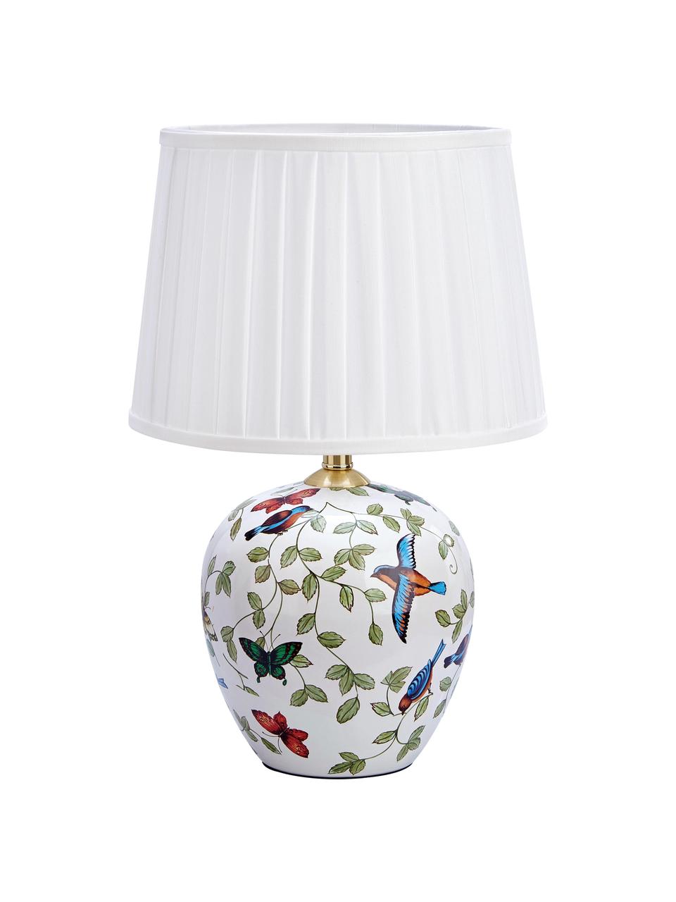 Lampe à poser en céramique Mansion, Blanc, multicolore, Ø 31 x haut. 45 cm