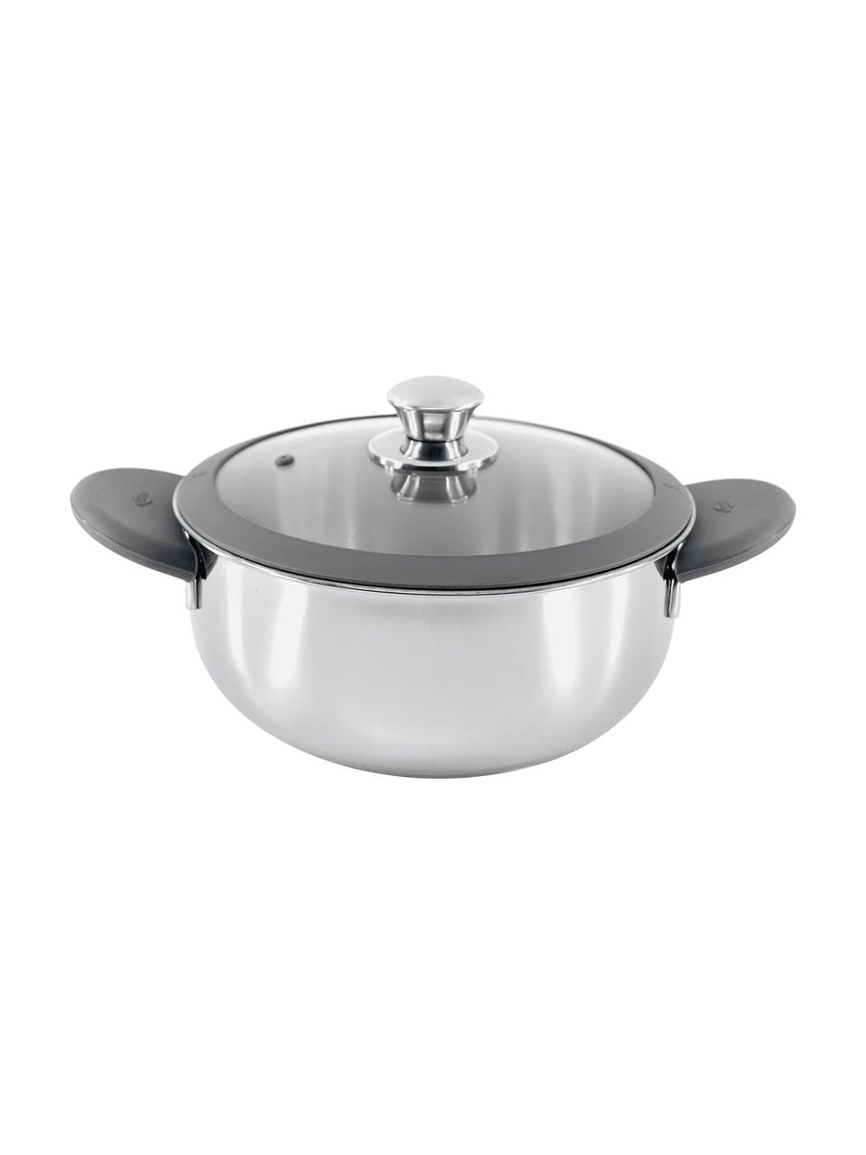 Casserole en acier inoxydable avec couvercle Premium, Couleur argentée, gris, Ø 24 x haut. 12 cm