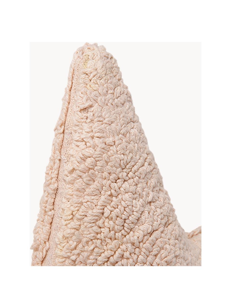 Coussin douillet artisanal en coton Star, Beige clair, larg. 54 x long. 54 cm