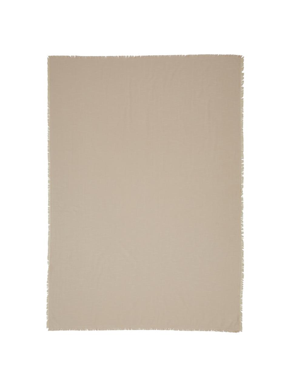 Tovaglia in cotone beige con frange Henley, 100% cotone, Beige, Per 4-6 persone (Larg. 145 x Lung. 200 cm)