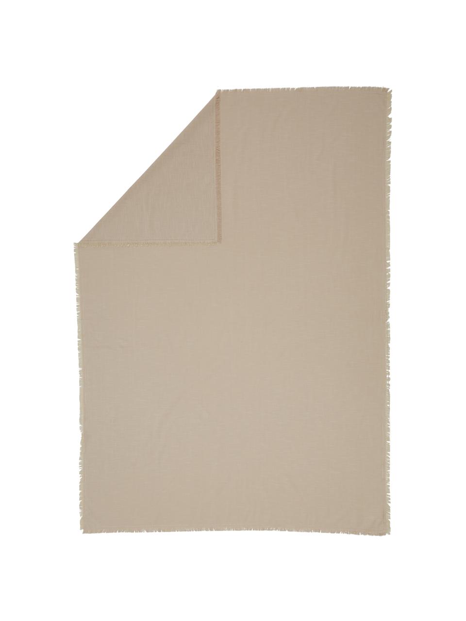 Katoenen tafelkleed Henley met franjes in beige, 100% katoen, Beige, Voor 4 - 6 personen (B 145 cm x L 200 cm)