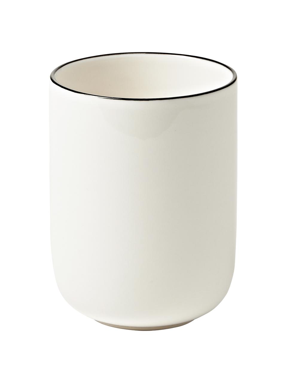 Vajilla de porcelana Facile, 6 comensales (30 pzas.), Porcelana dura de alta calidad (aprox. 50% caolín, 25% cuarzo y 25% feldespato), Blanco crema con borde negro, 6 comensales (30 pzas.)