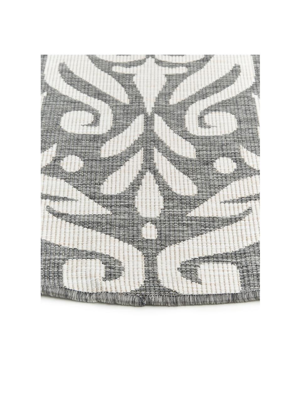 Okrúhly obojstranný koberec do interiéru/exteriéru Madrid, 100 % polypropylén, Sivá, krémová, Ø 200 cm (veľkosť L)