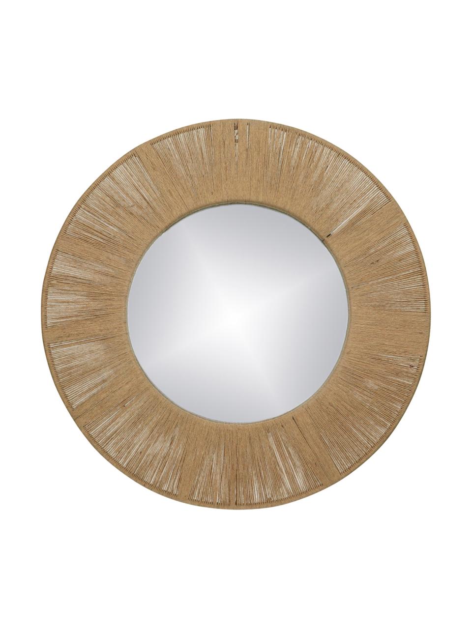 Espejo de pared redondo Finesse, con marco de fibras naturales, Espejo: espejo de cristal, Marrón, Ø 50 cm