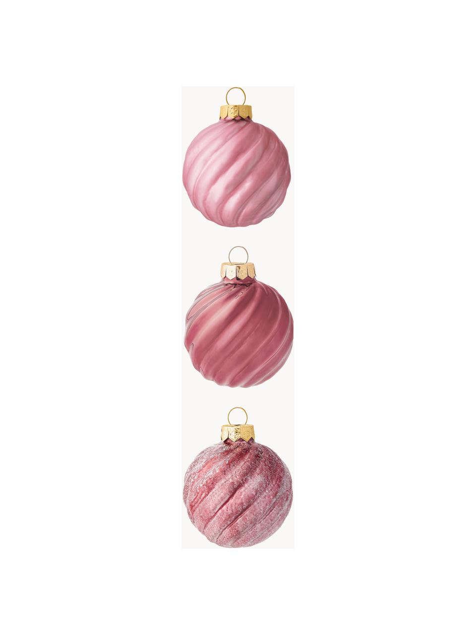 Boules de Noël Gabriela, 3 pièces, Verre, Rose, Ø 6 cm