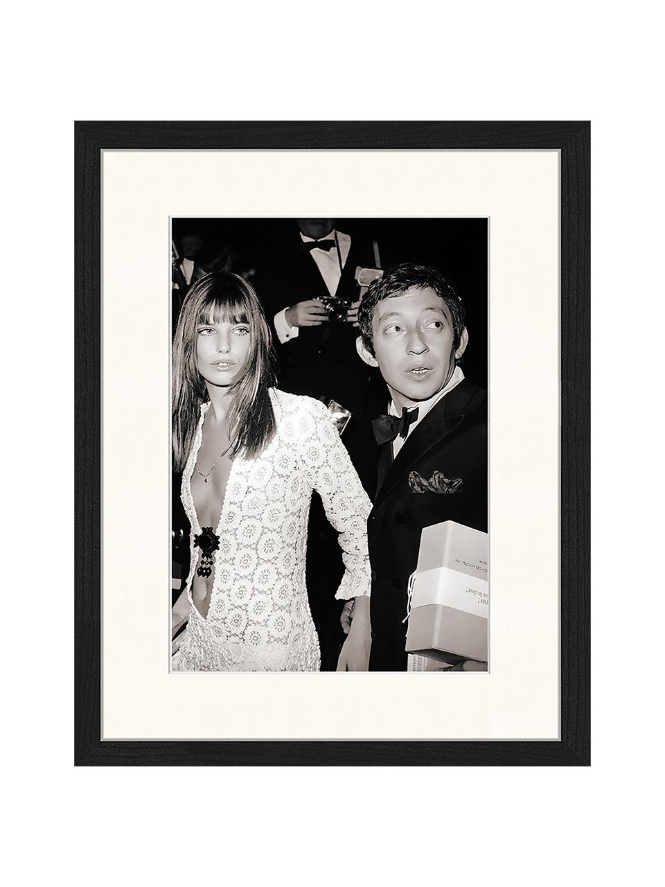 Fotografia incorniciata Serge Gainsbourg & Jane Birkin, Cornice: legno di faggio, Immagine: stampa digitale su carta,, Nero, bianco latte, Larg. 33 x Alt. 43 cm