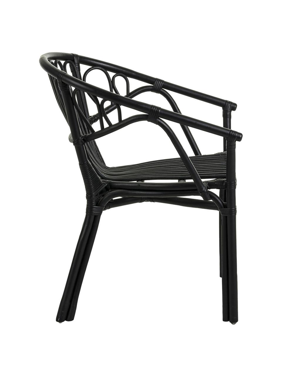 Ratanová židle s područkami Ganga, Černá