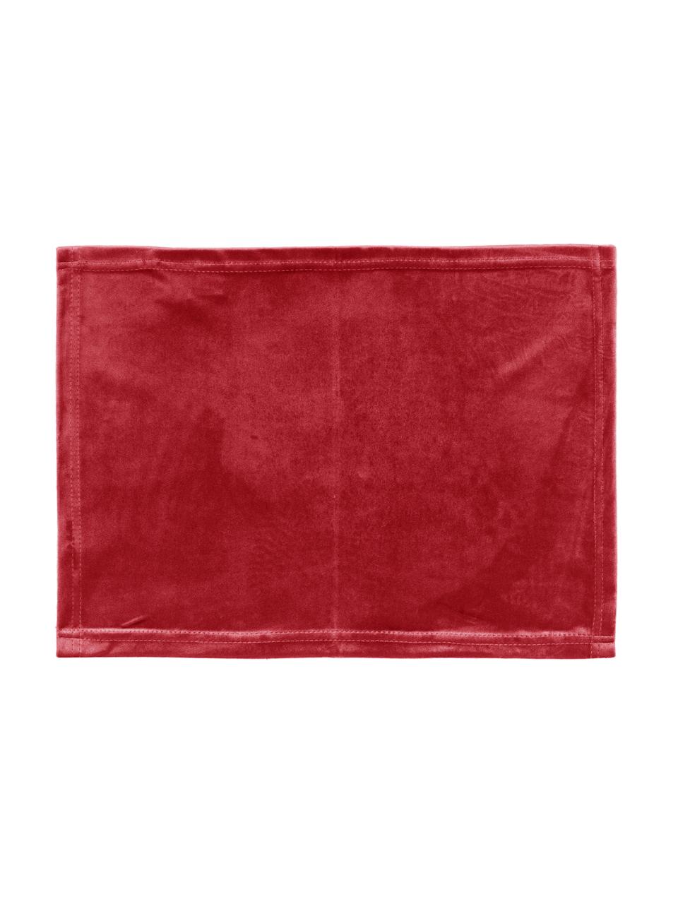 Set 2 tovagliette americane in velluto Simone, 100% velluto di poliestere, Rosso, Larg. 35 x Lung. 45 cm