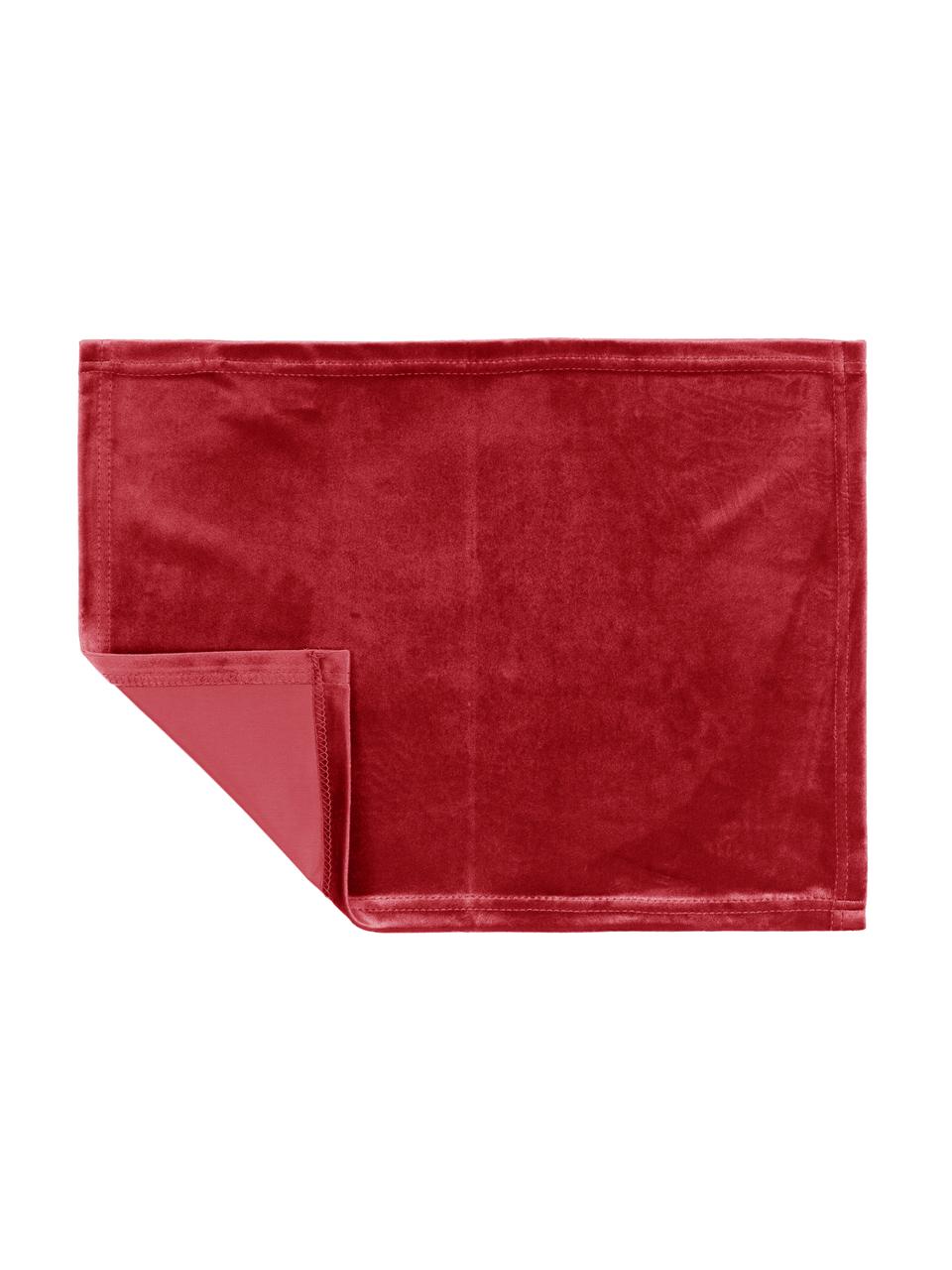 Podkładka z aksamitu Simone, 2 szt., 100% aksamit poliestrowy, Czerwony, D 35 x S 45 cm