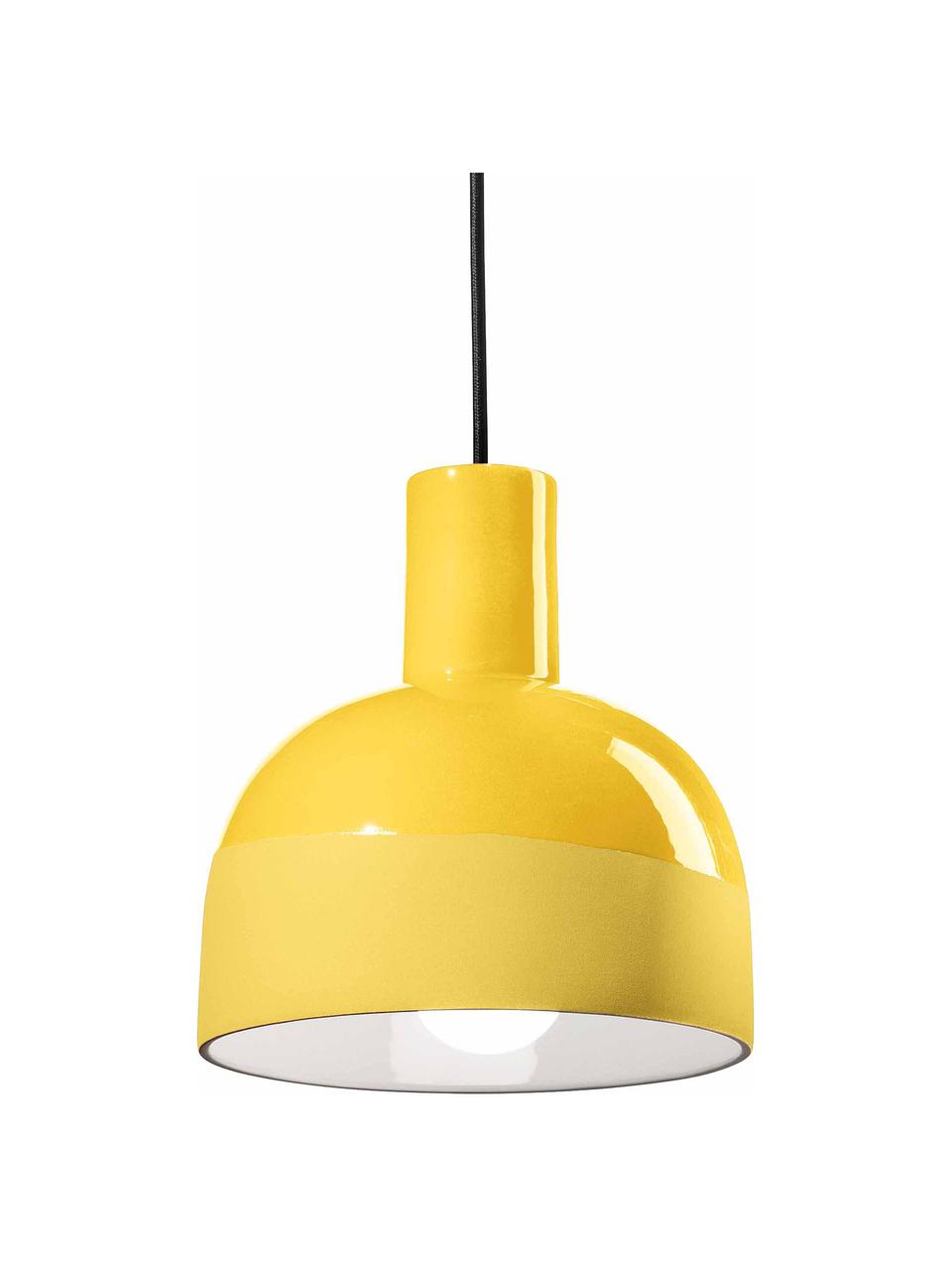 Lampa wisząca z ceramiki Caxixi, Żółty, Ø 22 x W 27 cm