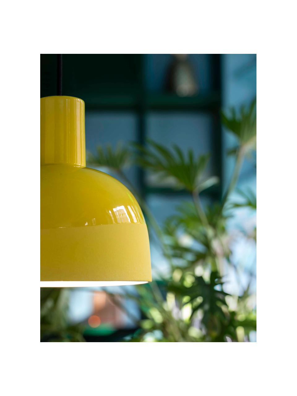 Kleine keramische hanglamp Caxixi in geel, Lampenkap: keramiek, Baldakijn: keramiek, Geel, Ø 22 x H 27 cm