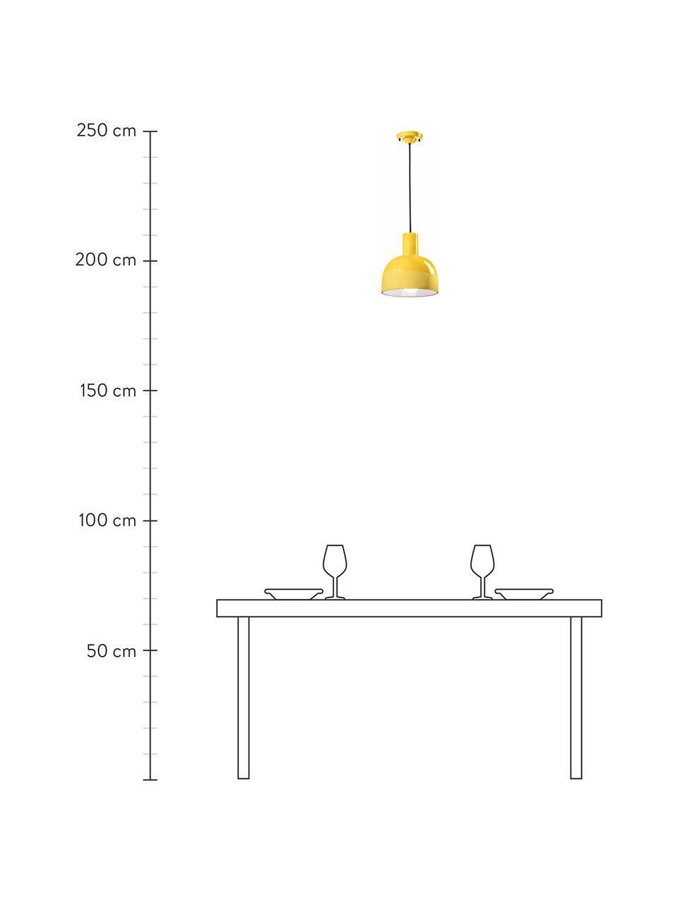 Kleine Keramik-Pendelleuchte Caxixi in Gelb, Lampenschirm: Keramik, Baldachin: Keramik, Gelb, Ø 22 x H 27 cm