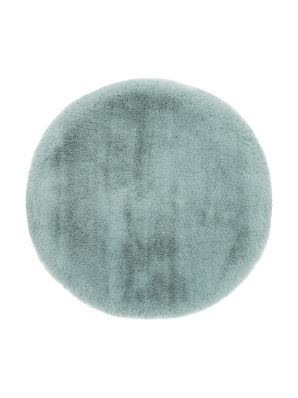 Cuscino sedia in pelliccia sintetica Matte, liscio, Retro: 100% poliestere, Verde, Ø 37 cm