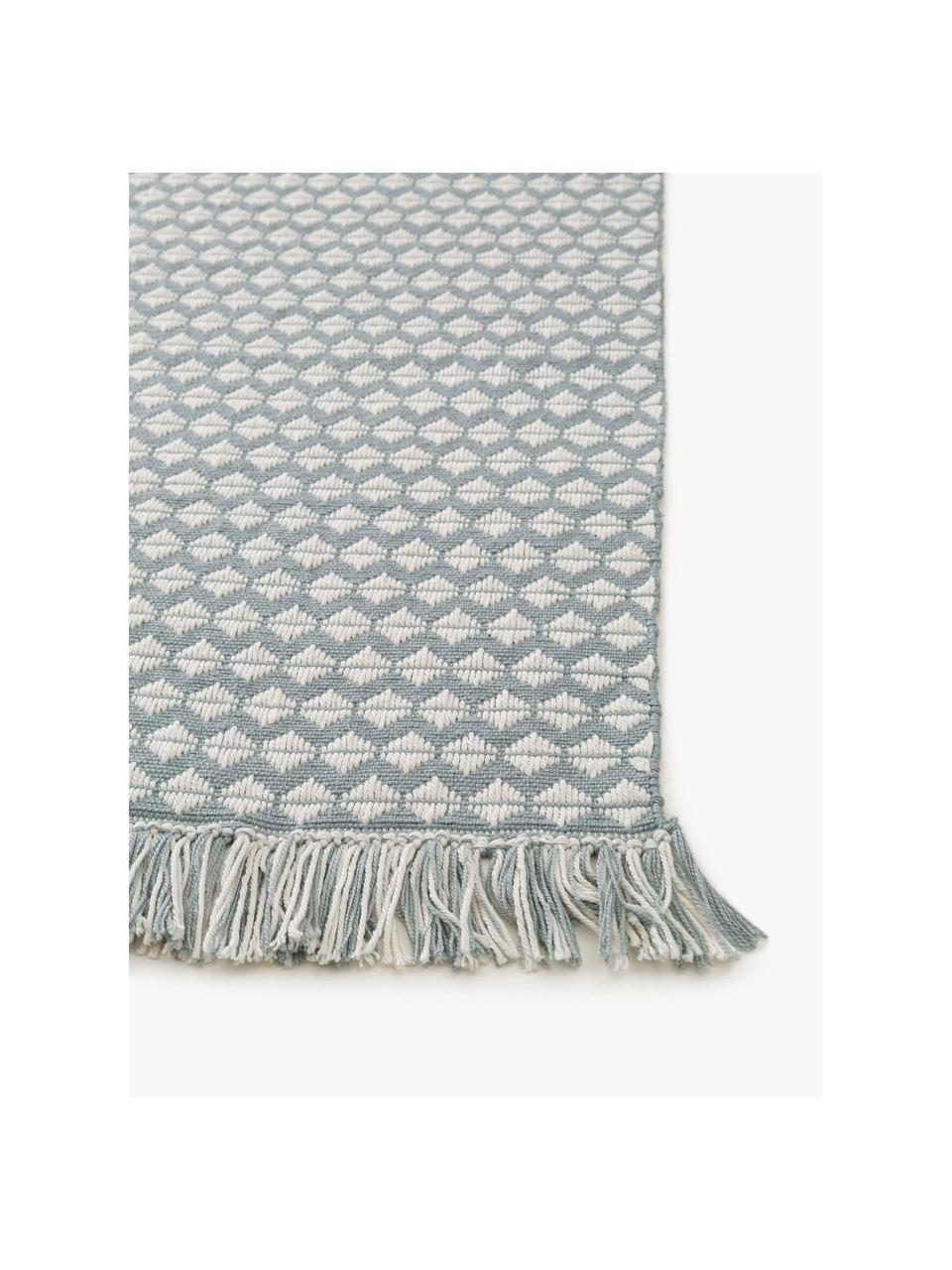 Tapis d'extérieur à franges Morty, 100 % polyester (PET recyclé), Gris, blanc cassé, larg. 120 x long. 170 cm (taille S)