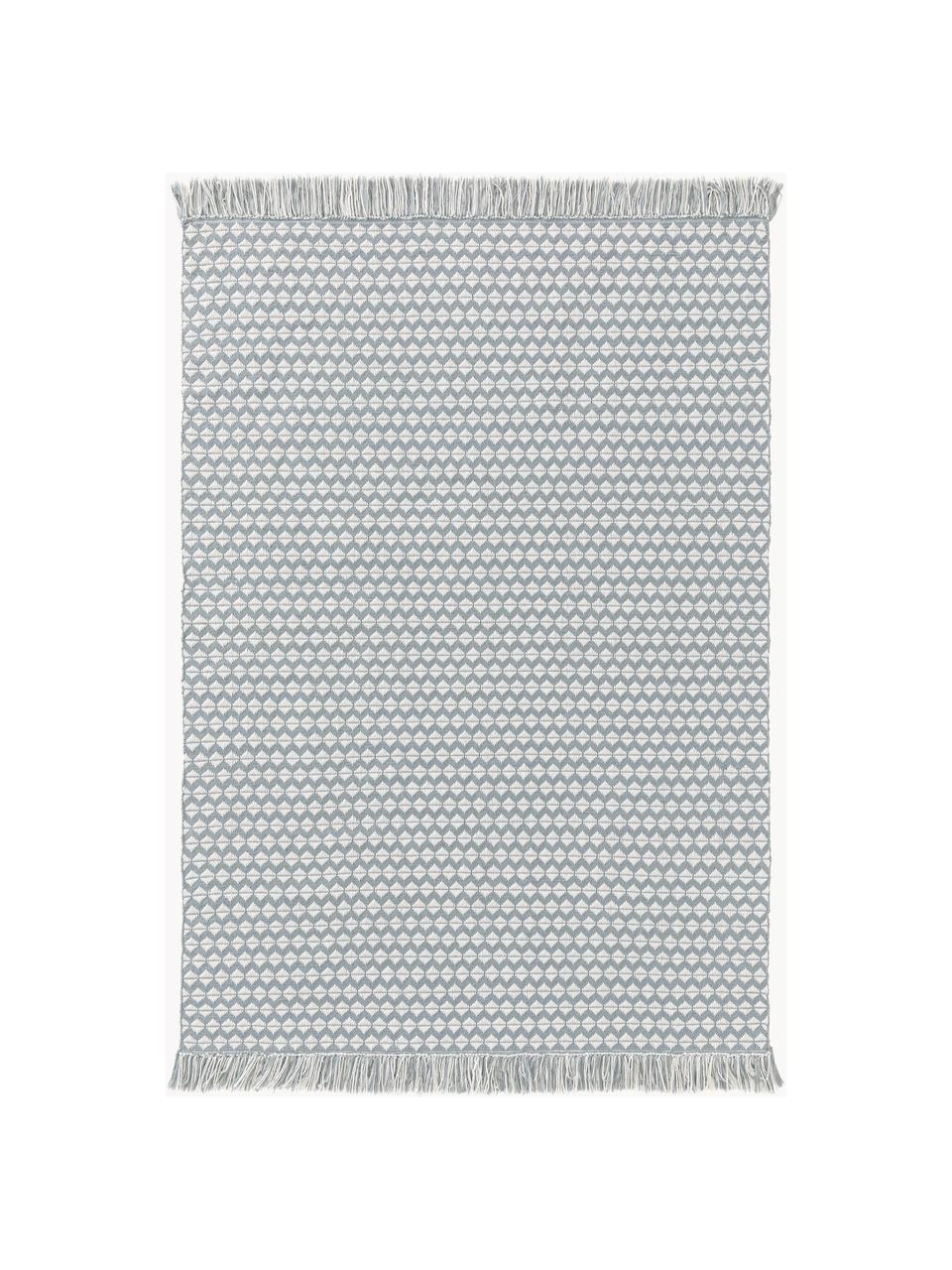 In- & outdoor vloerkleed Morty met franjes, 100% polyester (PET, gerecycled), Grijs, gebroken wit, B 80 x L 150 cm (maat XS)