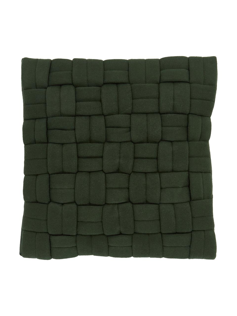 Housse de coussin tissé 40x40 vert foncé Norman, Vert foncé, larg. 40 x long. 40 cm