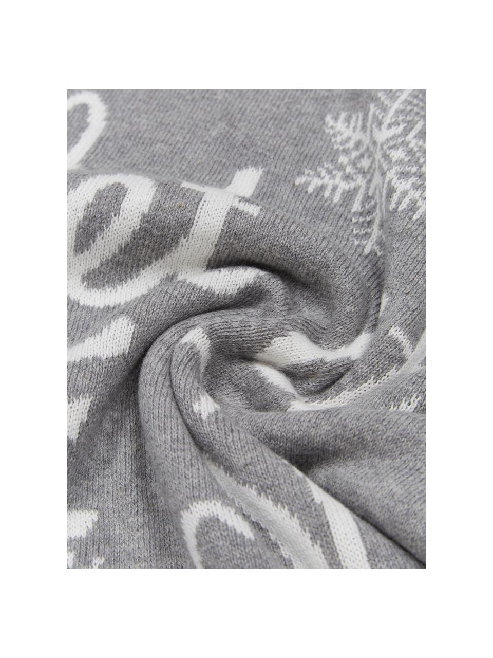 Kussenhoes Let It Snow in grijs, 100% gekamd katoen, Lichtgrijs, B 40 x L 40 cm