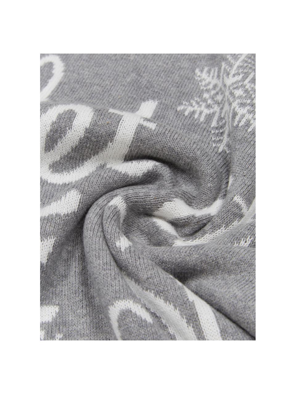 Housse de coussin 40x40 Let It Snow, 100 % coton peigné, Gris clair, blanc, larg. 40 x long. 40 cm