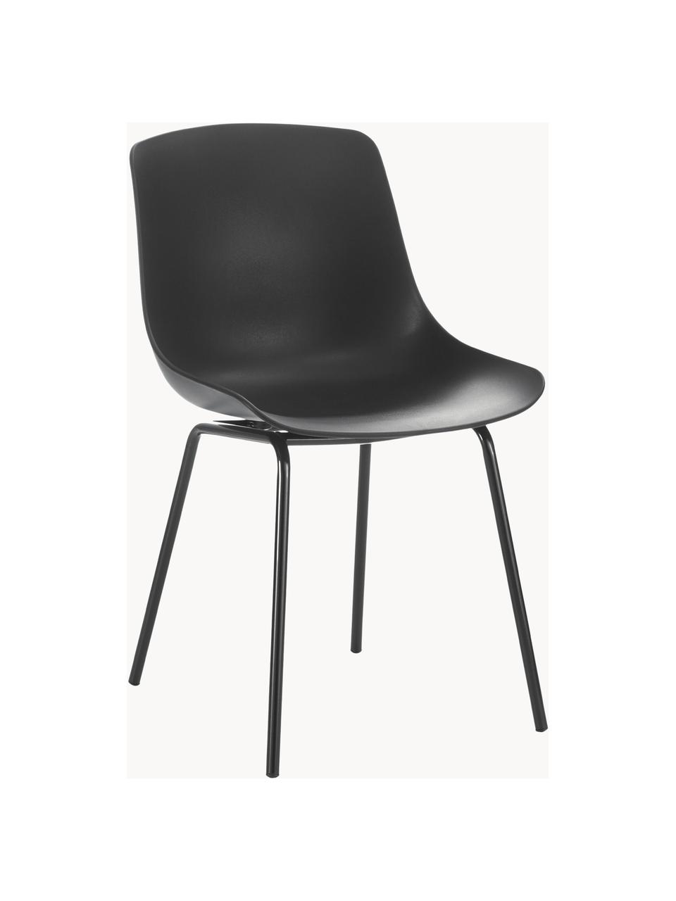 Židle z umělé hmoty s kovovými nohami Joe, 2 ks, Černá, Š 46 cm, H 53 cm