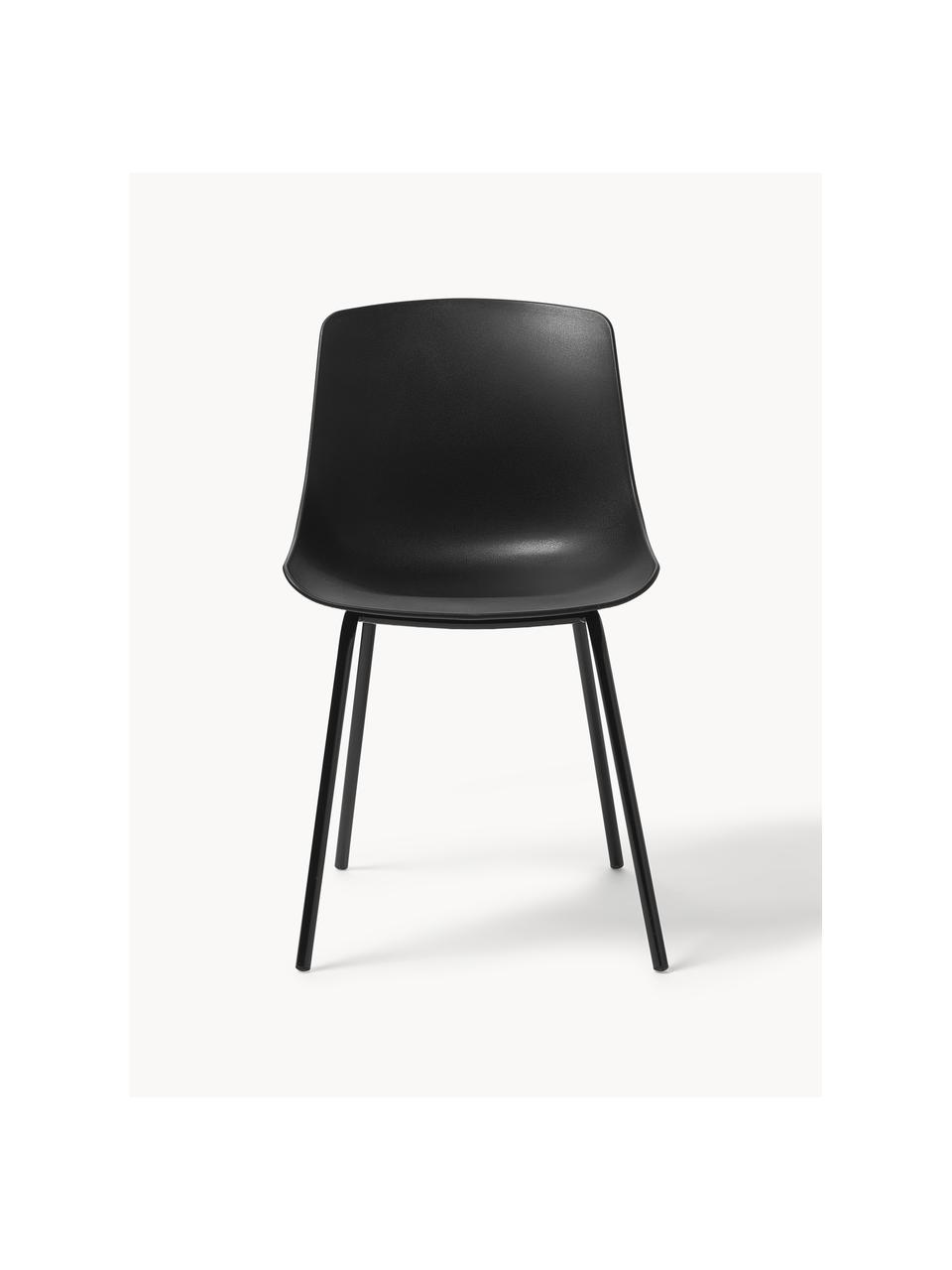 Plastové stoličky s kovovými nohami Dave, 2 ks, Čierna, Š 46 x H 53 cm