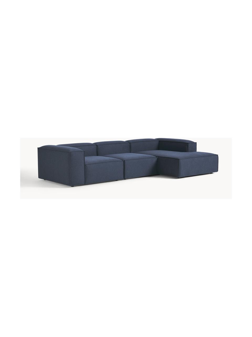 Sofá rinconera modular Lennon, Tapizado: 100% poliéster Alta resis, Estructura: madera contrachapada de p, Patas: plástico Este producto es, Tejido azul oscuro, An 327 x F 180 cm, chaise longue izquierda