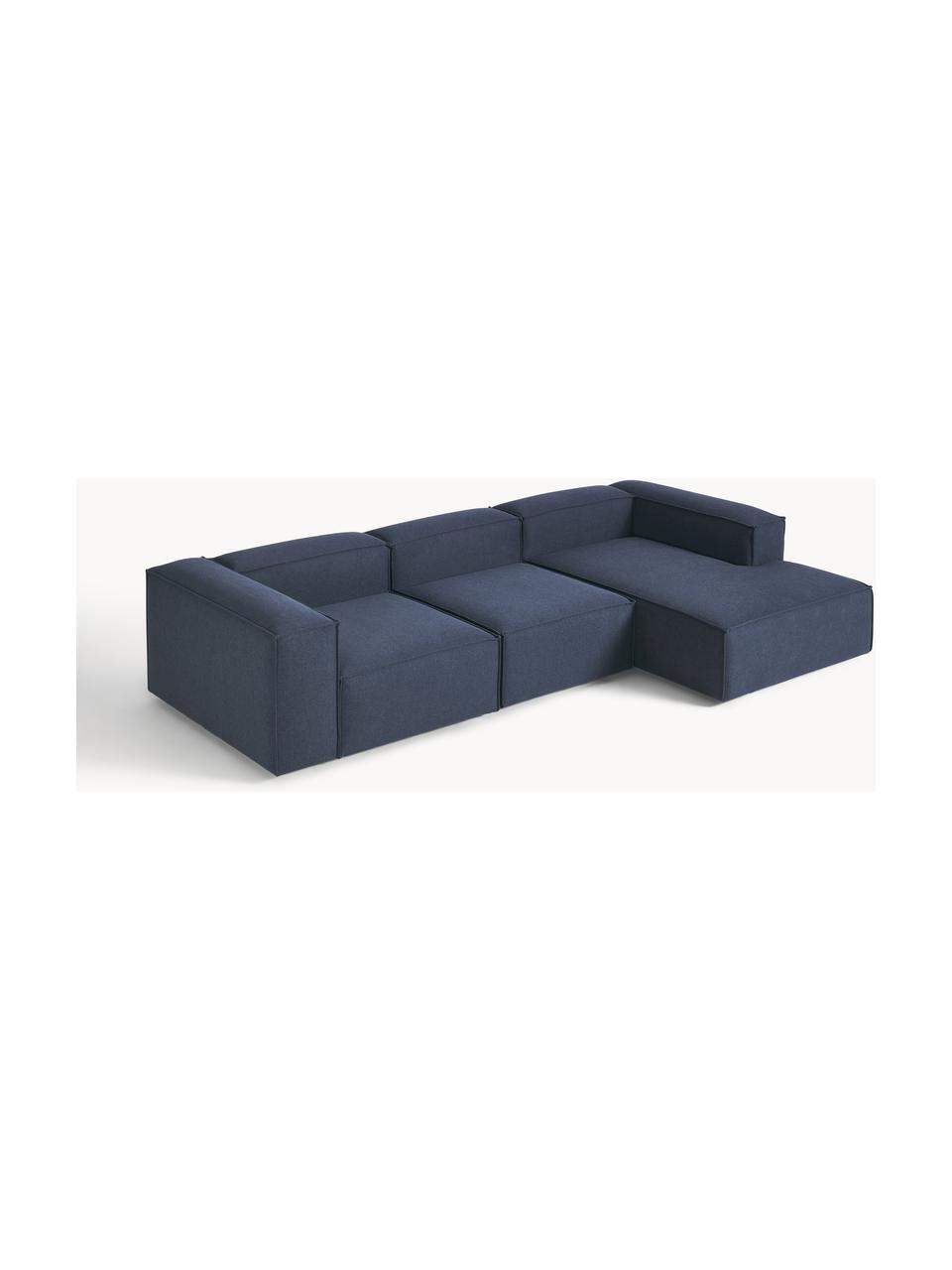 Sofá rinconera modular Lennon, Tapizado: 100% poliéster Alta resis, Estructura: madera contrachapada de p, Patas: plástico Este producto es, Tejido azul oscuro, An 327 x F 180 cm, chaise longue izquierda