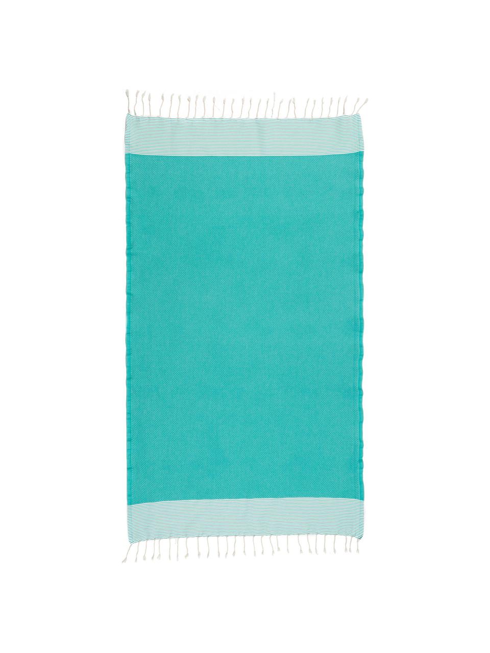 Hamamdoek Ibiza, Katoen,
zeer lichte kwaliteit, 200 g/m², Turquoise groen, wit, 100 x 200 cm