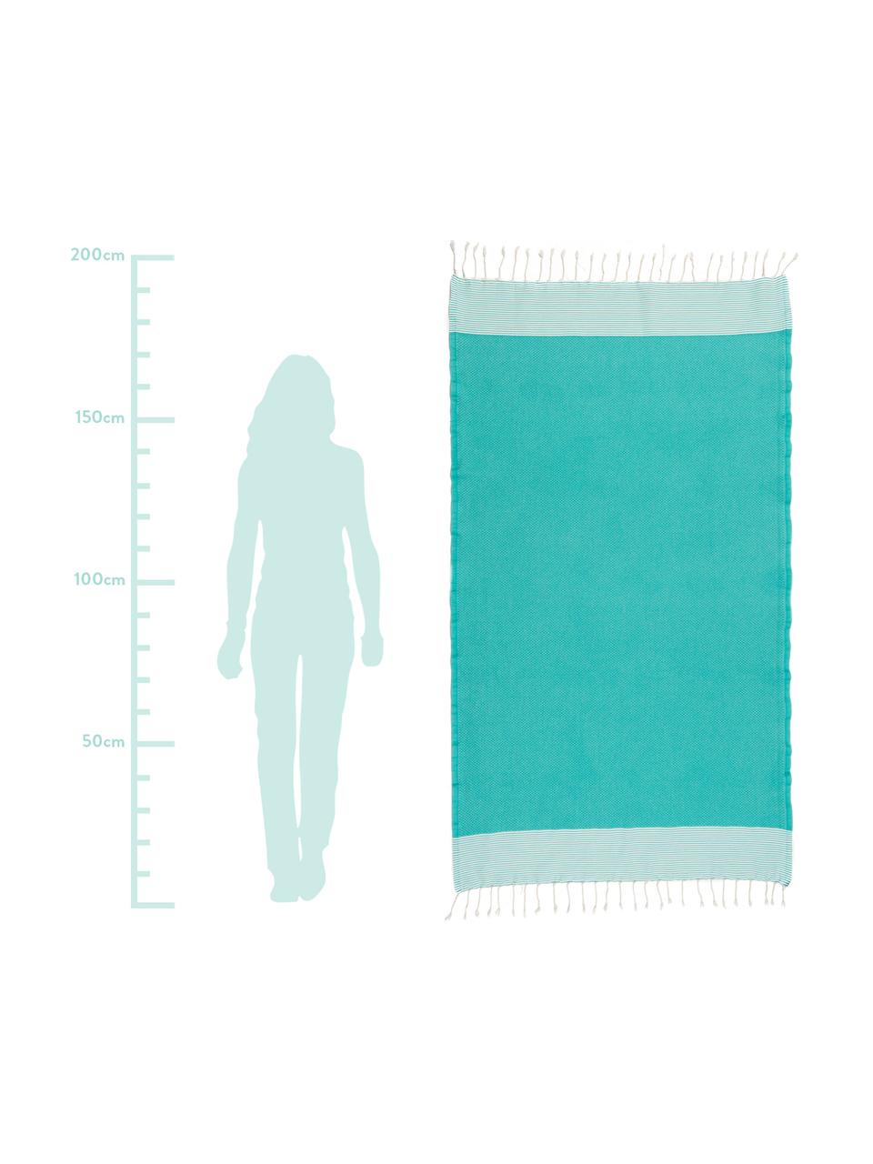 Fouta Ibiza, Vert turquoise, blanc