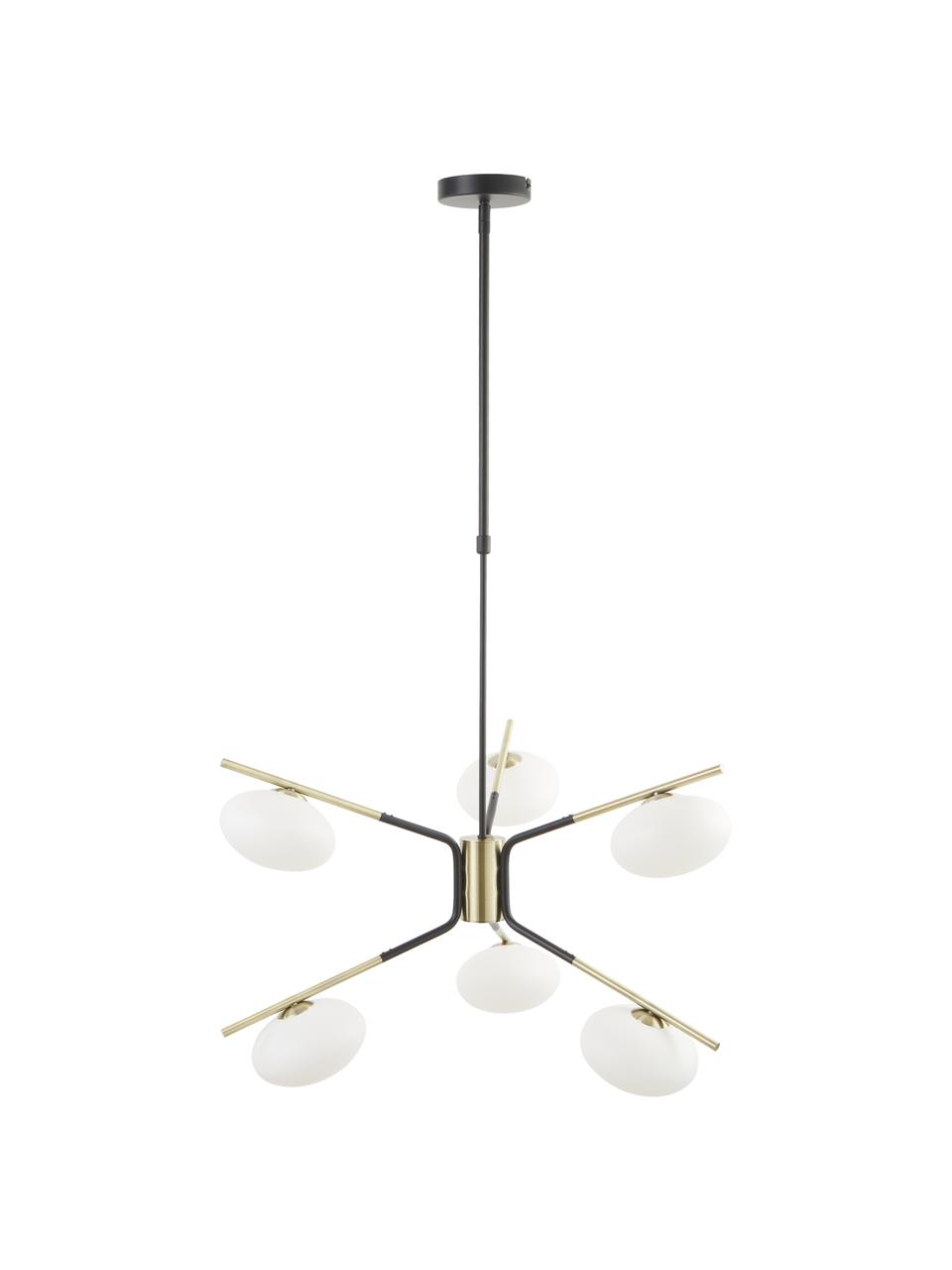 Grande suspension design Guna, Noir, couleur laitonnée, Ø 70 cm