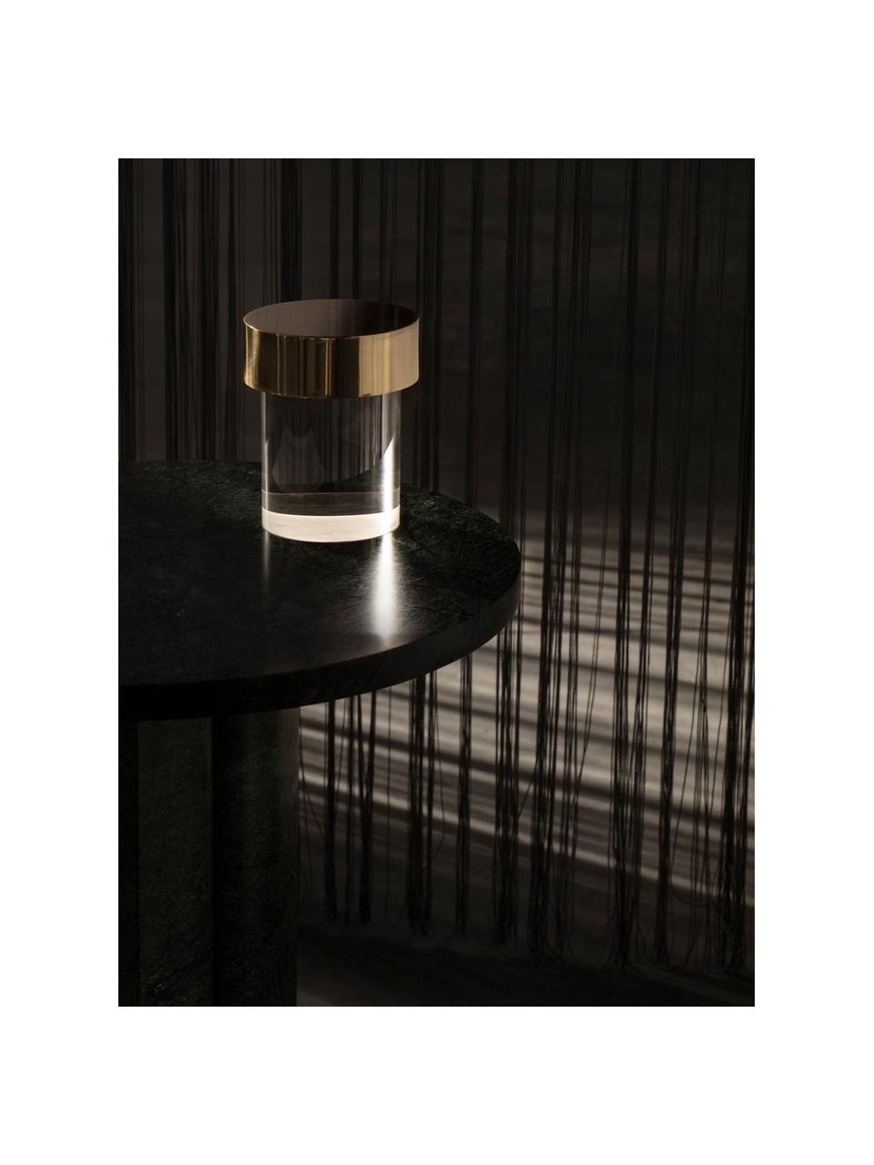Lámpara de mesa pequeña regulable Last Order, Pantalla: cristal, Estructura: plástico, metal recubiert, Dorado, transparente, Ø 9 x Al 14 cm