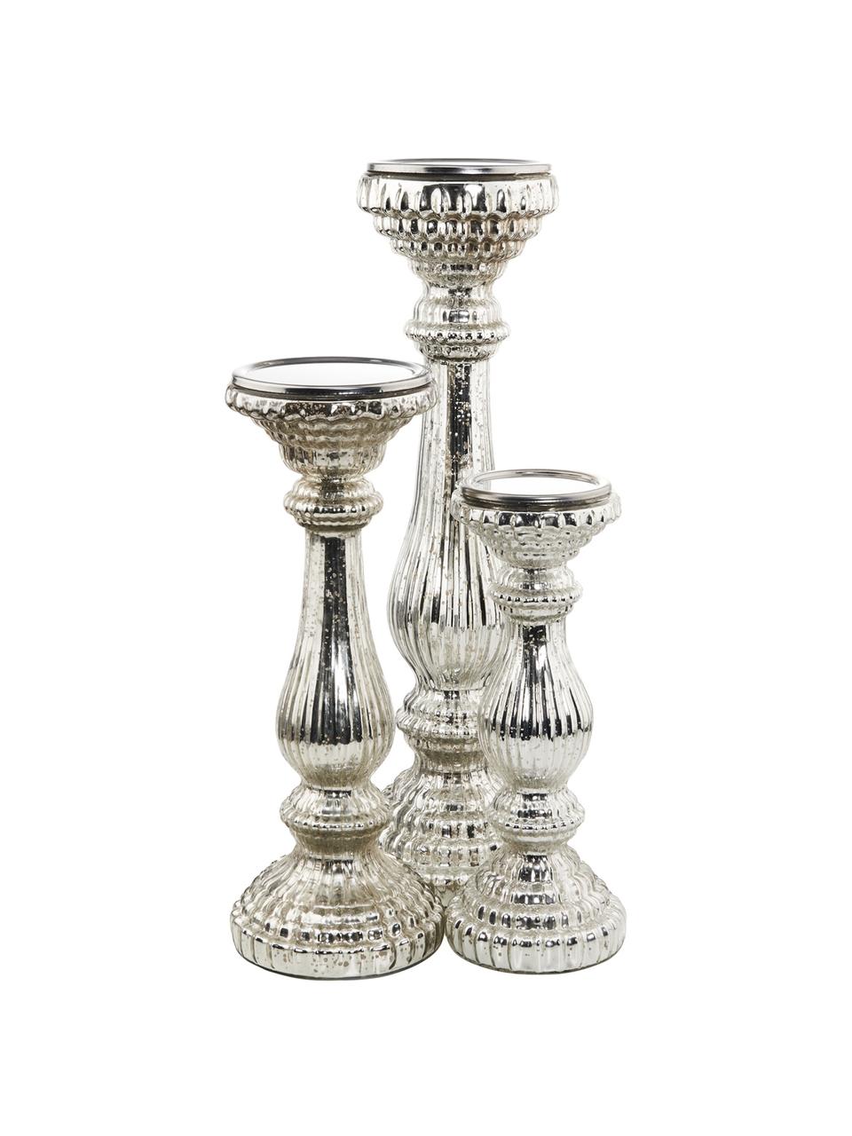 Candelabro Royal, Vidrio recubierto, Plateado, Ø 11 x Al 30 cm