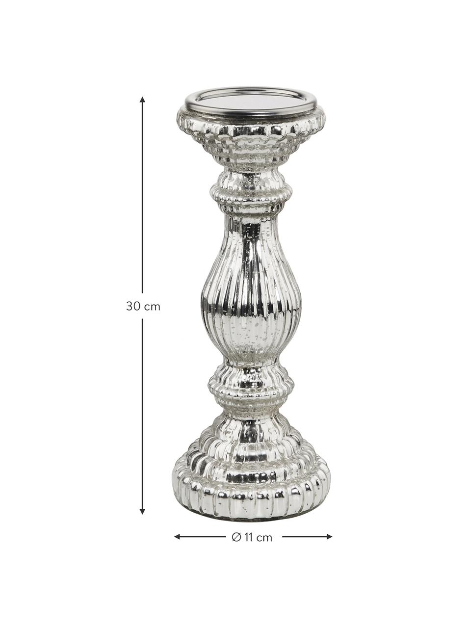 Kandelaar Royal, Glas, Zilverkleurig, Ø 11 x H 30 cm