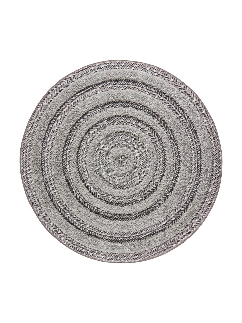 Runder In- & Outdoor-Teppich Nador mit Hoch-Tief-Effekt, Anthrazit, Grau, Ø 160 cm (Grösse L)